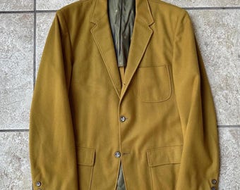 1960er Jahre goldener brauner Flanell Woll-Sakko | 37 Lang | 3/2 Rolle