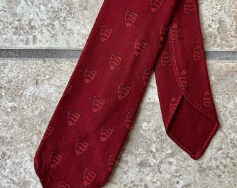 1960s LANGROCK Red Emblematic Print Wool Challis Tie | Ivy League Trad