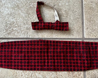 1960s Red Batik Print Cotton Cummerbund & Bow Tie Set | Ivy League Trad