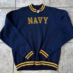 Sudadera de nailon azul oscuro CHAMPION US NAVY de los años 60 / Grande / Jersey de la Marina de los Estados Unidos