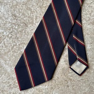 1970s BROOKS BROTHERS Dark Blue Regimental Striped Irish Poplin Tie | Ivy League Trad
