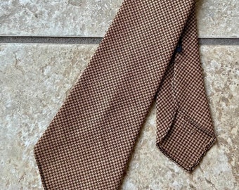 Deadstock RRL Brown Houndstooth Check Tweed Wool Tie | Made in USA Ivy League Trad