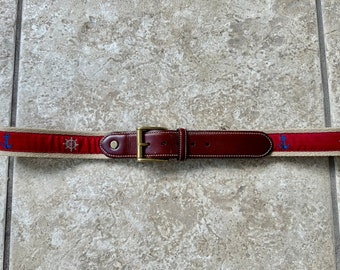 Vintage Blue & White Striped Wool Surcingle Belt | Size 34  display picture 3