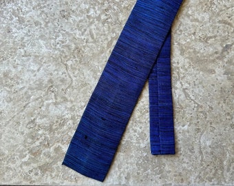 1960s Dark Blue Tussah Silk Square End Tie | TUCKER TIES Ivy League Trad