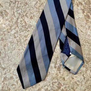 1960s Blue & Silver Regimental Striped Silk Repp Tie | HAYNES Ivy League Trad