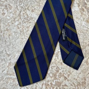 1960s BROOKS BROTHERS Dark Blue & Green Regimental Striped Silk Repp Tie | Untipped Ivy League Trad