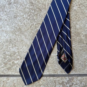 1950s Dark Blue Regimental Striped Silk Repp Tie | Untipped Ivy League Trad