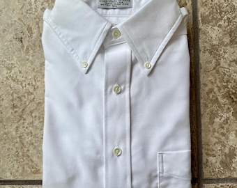 ll bean white dress shirt Vintage LL Bean Button Up Dress Shirt Men's Size 16-36 Long Sleeve White