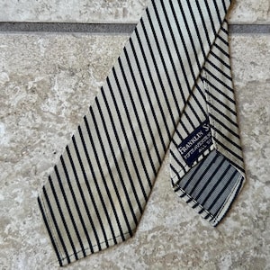 1950s Silver & Blue Regimental Striped Silk Repp Tie | FRANKLIN SIMON Untipped Ivy League Trad