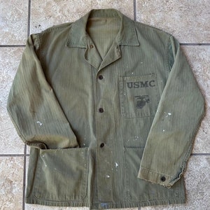 【special】40s usmc p44 ww2 hbt BIG SISE Original WW2 1945 Dated USMC P44 HBT Jacket - Size 36