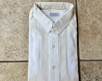 Deadstock 1960s White Cotton Tab Collar Dress Shirt | 16.5 - 32 | RICHMAN BROTHERS Ivy League Trad Nos