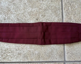 Deadstock Red Silk Barathea Cummerbund | AKCO Made in England Formalwear