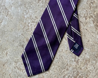 Vintage POLO RALPH LAUREN Purple Regimental Striped Silk Repp Tie | Ivy League Trad