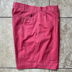 Vintage POLO RALPH LAUREN Pink Cotton Pleated Shorts | Size 34 | Tyler Fit Ivy League Trad