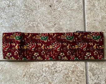 Vintage Salvatore Ferragamo Burgundy Printed Silk Foulard Cummerbund | Ivy League Trad