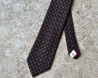 1970s Brown Paisley Wool Challis Tie | Ivy League Trad