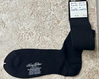 Calcetines de vestir de nailon y lana merino negros de BROOKS BROTHERS, talla grande, fabricados en Inglaterra.