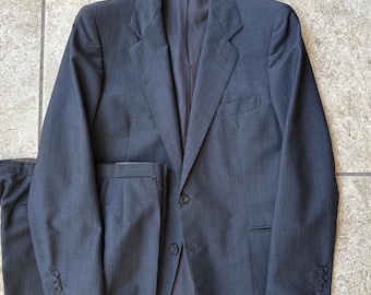 Vintage Bespoke Gray Striped Wool Mohair Suit | 36 37 Regular | MARIO PECORA Milan