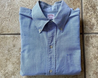 1970s BROOKS BROTHERS Blue Oxford Cloth Button Down Shirt | 16.5 - 34 | Ivy League Trad