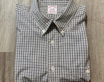 Vintage BROOKS BROTHERS Blue Striped End-on-end Cotton Button Down
