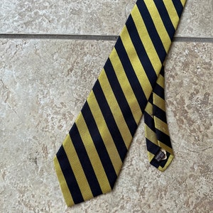Vintage Gold & Navy Blue Regimental Striped Silk Repp Tie | ASHFORD BROOKS Ivy League Trad