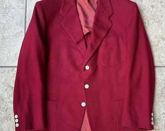 Blazer de cachemir rojo HICKEY FREEMAN de los años 70 / Tallas 38 y 39 (corto) / Maus & Hoffman Ivy League Trad