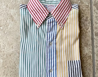 Vintage BROOKS BROTHERS Fun Shirt Striped Cotton Short Sleeve