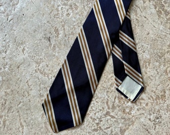 1970s BROOKS BROTHERS Navy Blue Regimental Striped Silk Repp Tie | MAKERS  Ivy League Trad