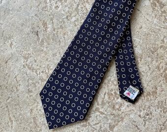 Vintage TURNBULL & ASSER Marineblaue Seiden-Twill-Krawatte | Hergestellt in England, Ivy League Trad