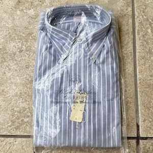 Camisa de tela Oxford a rayas azules de BROOKS BROTHERS, talla 15,5-33, 6 botones, número tradicional de la Ivy League