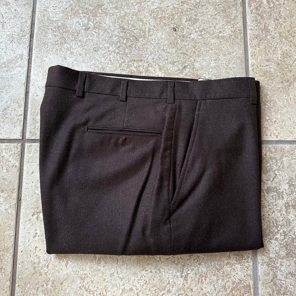 Vintage BROOKS BROTHERS Dark Brown Flannel Wool Trousers | 35 x 28 | MAKERS Ivy League Trad