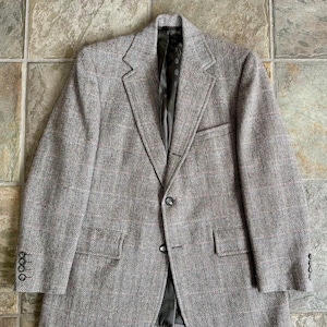 Vintage Light Brown Herringbone Shetland Tweed Sack Sport Coat | 39 40 Regular | NICK VALENTE