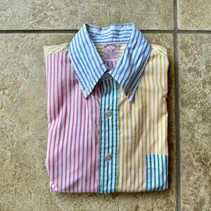 Vintage BROOKS BROTHERS Fun Shirt Striped Cotton Short Sleeve