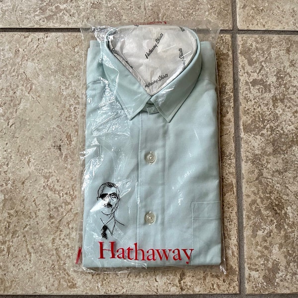 Deadstock 1960s HATHAWAY Lovat Blue Oxford Cloth Tab Collar Dress Shirt | 15.5 - 34 | Ivy League Trad Nos