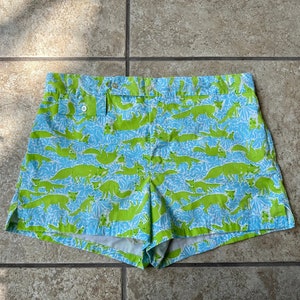 Jaren 70 LILY PULITZER blauw-groene zwembroek met vosprint | Maat 32 | Herenaccessoires Ivy League Trad