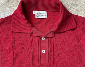 Camisa de manga corta de punto rojo Ban Lon de los años 60 / Mediana / LAURENCE