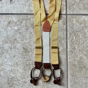 Vintage BROOKS BROTHERS Yellow Nylon Suspenders Braces Leather Tabs Ivy  League Trad -  India