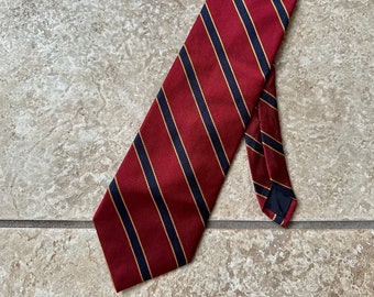 vintage BROOKS BROTHERS Cravate en reps de soie à rayures rouges et bleu marine | Ivy League professionnelle