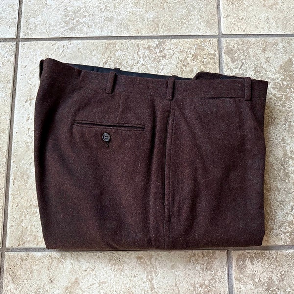 Vintage Dark Brown Melange Flannel Wool Trousers | 36 x 30.75 | ARTHUR ADLER Ivy League Trad