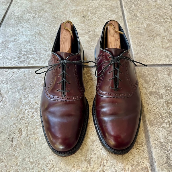 Vintage Oxblood Cordovan Leather Saddle Oxford Shoes | Size 9 B/D | JAMES DAVIS Ivy League Trad