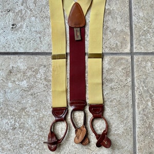 Vintage TRAFALGAR Yellow Nylon Suspenders Braces Leather Tabs Ivy League  Trad -  Sweden