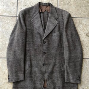 1950s Gray & Brown Tweed Wool Sport Coat | 42 Long | PAUL PINKUS 3-Button Jacket Ivy League Trad