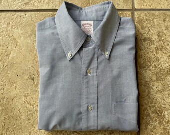 Vintage BROOKS BROTHERS Blue Oxford Cloth Button Down Shirt | 15.5 - 36 | Ivy League Trad