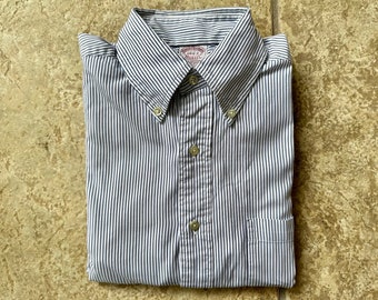Vintage BROOKS BROTHERS Blue Striped Poplin Button Down Shirt | 14.5 - 32 | Ivy League Trad