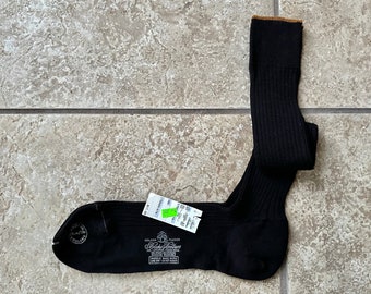 Deadstock BROOKS BROTHERS Black Merino Wool Nylon Dress Socks | Size 11.5 | Made in England Ivy League Trad Nos