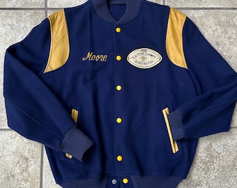 Vtg 50's Lasley Knitting Co. Letterman Jacket Sz 38 Wool Blue