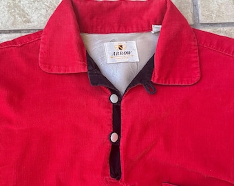 Deadstock 1950s ARROW Gabanaro Red Rayon Gabardine Loop Collar