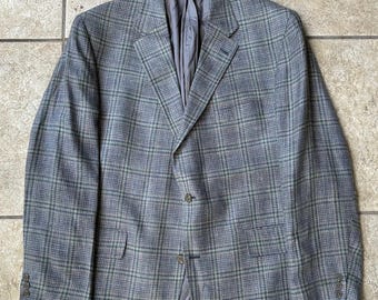 Vintage J. PRESS Gray & Blue Linen Silk Sack Sport Coat | 48 Long |
