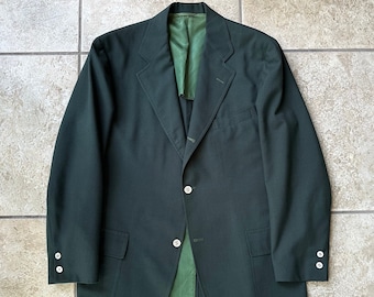 1970s BROOKS BROTHERS Dark Green Worsted Wool Sack Blazer | 40 Regular | 3/2 Roll Ivy League Trad