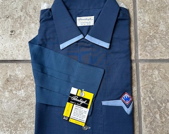 Deadstock 1950s PENNLEIGH Dark Blue Rayon Loop Collar Shirt | Medium | Atomic Nos